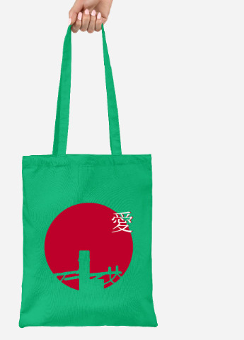 Еко-сумка шоппер Японія (Japan art Minimalism) (92102-3333-KG) зелена MobiPrint lite (256922474)