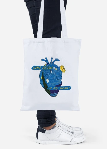 Еко-сумка шоппер Серце Вінсент Ван Гог (Vincent van Gogh) (92102-2950) біла MobiPrint Lite (256923076)