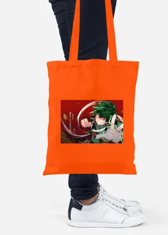 Еко-сумка шоппер Мідорія, Моя геройська академія (Midoriya Izuku, My Hero Academia) (92102-3069-OG) помаранчева MobiPrint Lite (256920224)