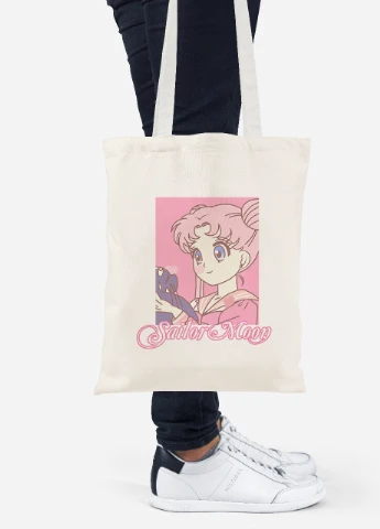 Эко сумка шопер Сейлор Мун (Sailor Moon) (92102-2914-BG) бежевая MobiPrint Lite (256924080)