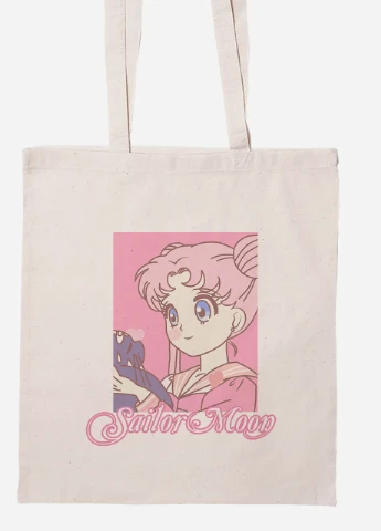 Эко сумка шопер Сейлор Мун (Sailor Moon) (92102-2914-BG) бежевая MobiPrint Lite (256924080)