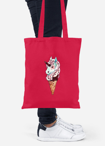 Еко-сумка шоппер морожко єдиноріг (92102-1492-RD) червона MobiPrint Lite (256922216)
