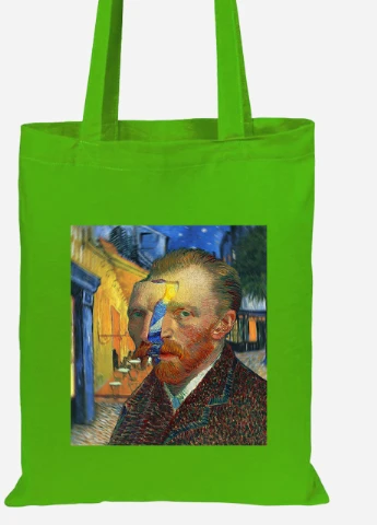 Эко сумка шопер Винсент Ван Гог (Vincent van Gogh) (92102-2968-LM) салатовая MobiPrint Lite (256923077)