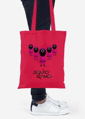 Эко сумка шопер Солдаты Игра в кальмара (Squid Game) (92102-3357-RD) красная MobiPrint Lite (256923336)