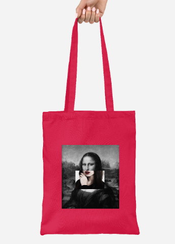 Эко сумка шопер Мона Лиза Джоконда Ренессанс (Renaissance Mona Lisa La Gioconda) (92102-1202-RD) красная MobiPrint lite (256924129)