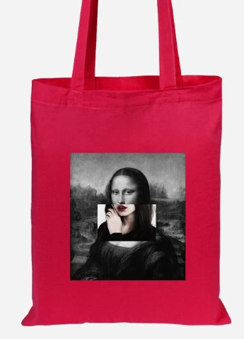 Эко сумка шопер Мона Лиза Джоконда Ренессанс (Renaissance Mona Lisa La Gioconda) (92102-1202-RD) красная MobiPrint Lite (256924129)