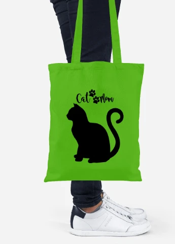 Эко сумка шопер Cat Mom (92102-2840-LM) салатовая MobiPrint Lite (256922984)