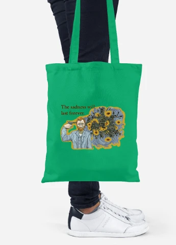 Еко-сумка шоппер Вінсент Ван Гог (Vincent van Gogh) (92102-2955-KG) зелена MobiPrint Lite (256922469)