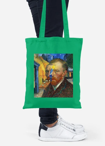 Еко-сумка шоппер Вінсент Ван Гог (Vincent van Gogh) (92102-2968-KG) зелена MobiPrint Lite (256922930)