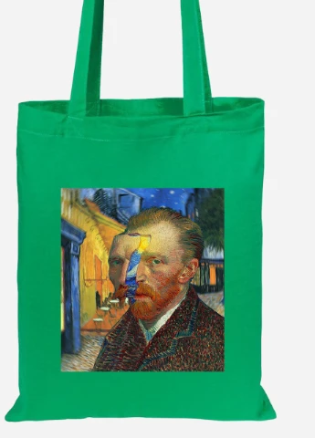 Еко-сумка шоппер Вінсент Ван Гог (Vincent van Gogh) (92102-2968-KG) зелена MobiPrint Lite (256922930)