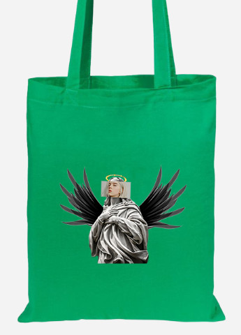 Еко-сумка шоппер Біллі Айліш Ренесанс (Billie Eilish Renaissance) (92102-1205-KG) зелена MobiPrint Lite (256924927)