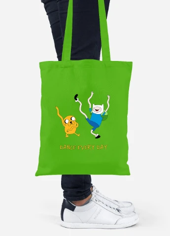 Еко-сумка шоппер Фін і Джейк пес (Finn & Jake the dog) (92102-1580-LM) салатова MobiPrint Lite (256922280)