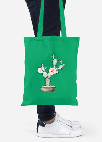 Еко-сумка шоппер Кактус (Cactus) (92102-1773-KG) зелена MobiPrint Lite (256923054)