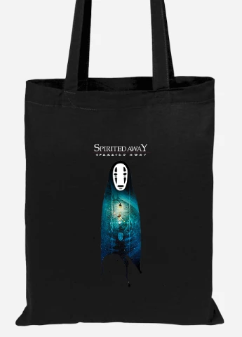 Еко-сумка шоппер Безликий Бог Каонасі Віднесені привидами (Spirited Away) (92102-2831-BK) чорна MobiPrint Lite (256920618)