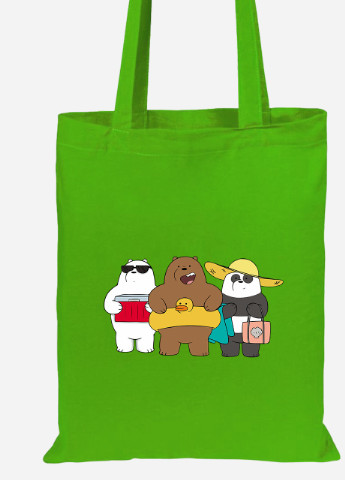 Эко сумка шопер Вся правда о медведях (We Bare Bears) (92102-2893-LM) салатовая MobiPrint Lite (256923452)