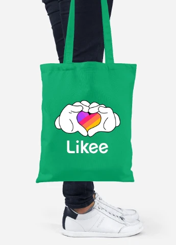 Еко-сумка шоппер Likee (92102-1711-KG) зелена MobiPrint Lite (256921335)