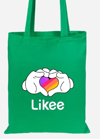 Еко-сумка шоппер Likee (92102-1711-KG) зелена MobiPrint Lite (256921335)
