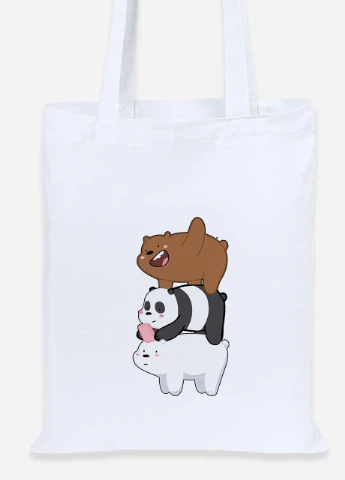 Еко-сумка шоппер Три ведмеді (We Bare bears) (92102-2643) біла MobiPrint Lite (256922711)