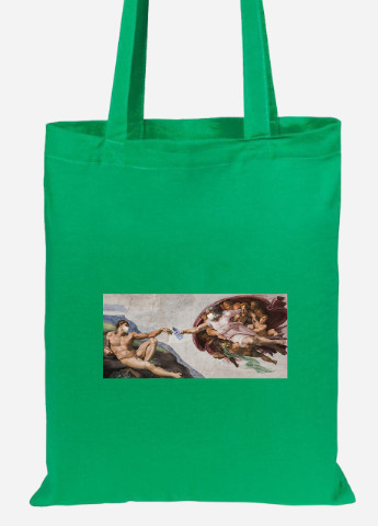 Еко-сумка шоппер Божественний дотик (92102-1414-KG) зелена MobiPrint lite (256920178)