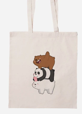 Эко сумка шопер Три медведя (We Bare bears) (92102-2643-BG) бежевая MobiPrint Lite (256924061)