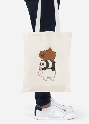 Эко сумка шопер Три медведя (We Bare bears) (92102-2643-BG) бежевая MobiPrint Lite (256924061)