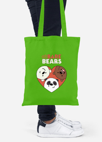 Еко-сумка шоппер Вся правда про ведмедів (We Bare Bears) (92102-2669-LM) салатова MobiPrint lite (256920538)