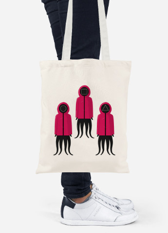 Эко сумка шопер Солдаты Игра в кальмара (Squid Game) (92102-3366-BG) бежевая MobiPrint Lite (256921935)