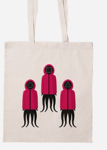 Эко сумка шопер Солдаты Игра в кальмара (Squid Game) (92102-3366-BG) бежевая MobiPrint Lite (256921935)