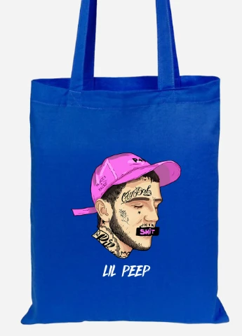 Эко сумка шопер Лил Пип (Lil Peep) (92102-2635-SK) голубая MobiPrint Lite (256921512)