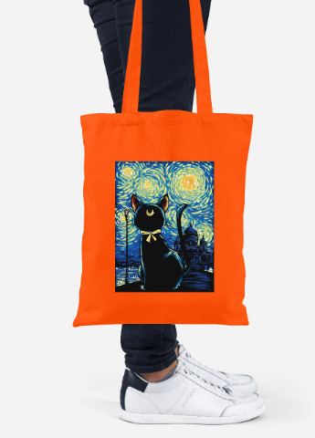 Еко-сумка шоппер Сейлор Мун і Ван Гог (92102-2923-OG) помаранчева MobiPrint lite (256924545)