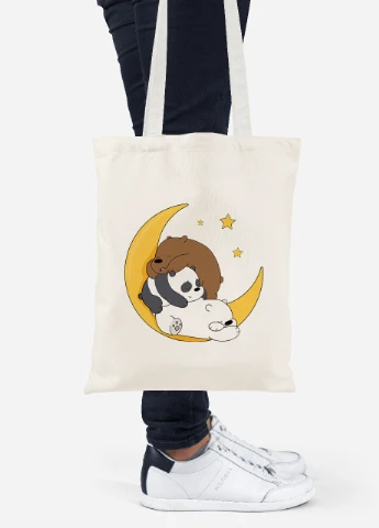 Эко сумка шопер Вся правда о медведях (We Bare Bears) (92102-2894-BG) бежевая MobiPrint Lite (256920590)