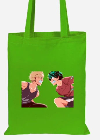 Эко сумка шопер Моя геройская академия (My Hero Academia) (92102-3076-LM) салатовая MobiPrint Lite (256924377)