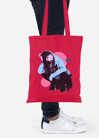 Эко сумка шопер Девушка (Girl) (92102-2836-RD) красная MobiPrint Lite (256922823)
