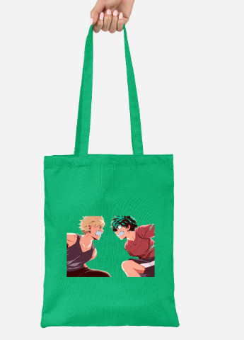 Еко-сумка шоппер Моя геройська академія (My Hero Academia) (92102-3076-KG) зелена MobiPrint lite (256922479)