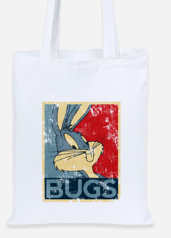 Эко сумка шопер Багз Банни Луни Тюнз (Bugs Bunny Looney Tunes) (92102-2879) белая MobiPrint Lite (256922467)
