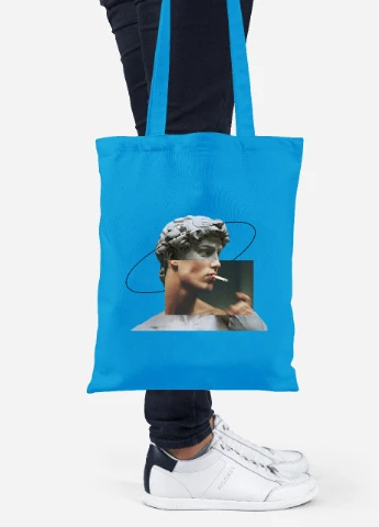 Эко сумка шопер Давид Микеланджело Ренессанс (Renaissance David Michelangelo) (92102-1201-BL) синяя MobiPrint Lite (256924479)