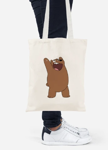 Эко сумка шопер Гризли (Grizzly) (92102-1777-BG) бежевая MobiPrint Lite (256923722)