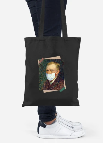 Еко-сумка шоппер ван Гог (92102-1415-BK) чорна MobiPrint Lite (256920631)