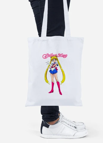 Эко сумка шопер Сейлор Мун (Sailor Moon) (92102-2916) белая MobiPrint Lite (256921263)
