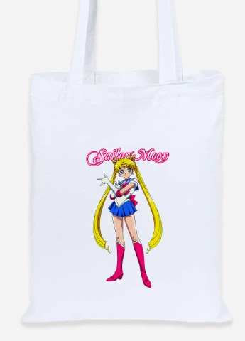 Эко сумка шопер Сейлор Мун (Sailor Moon) (92102-2916) белая MobiPrint Lite (256921263)