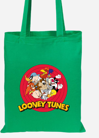Еко-сумка шоппер Луні Тюнз (Looney Tunes) (92102-2880-KG) зелена MobiPrint Lite (256923899)