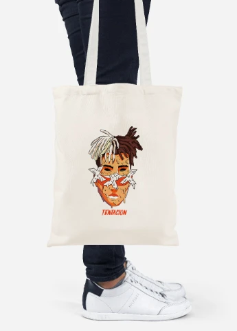 Еко-сумка шоппер Екс-екс-екс Тентасьйон (XXXTentacion) (92102-2636-BG) бежева MobiPrint Lite (256921670)