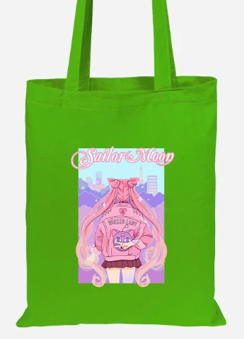 Эко сумка шопер Сейлор Мун (Sailor Moon) (92102-2913-LM) салатовая MobiPrint Lite (256922294)