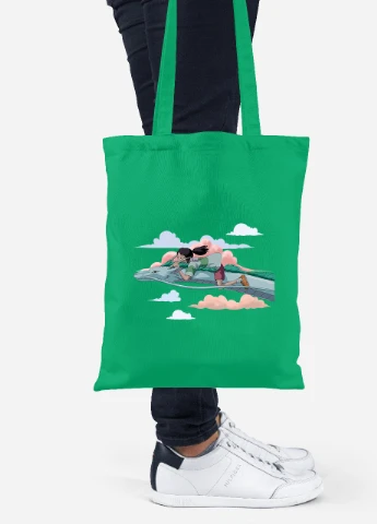 Эко сумка шопер Тихиро Огино Сэн и Хаку Унесённые призраками (Spirited Away) (92102-2830-KG) зеленая MobiPrint Lite (256920526)