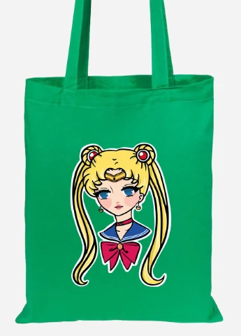 Эко сумка шопер Сейлор Мун (Sailor Moon) (92102-2926-KG) зеленая MobiPrint Lite (256924514)