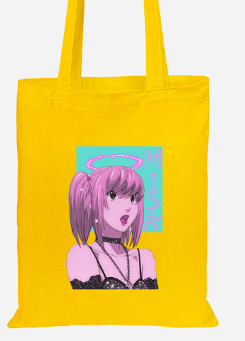 Еко-сумка шоппер Міса Амане Зошит смерті (Misa Amane Death Note) (92102-2827-SY) жовта MobiPrint Lite (256923220)