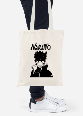 Еко-сумка шоппер Наруто (Naruto) (92102-3338-BG) бежева MobiPrint Lite (256920434)