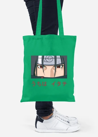 Эко сумка шопер Итачи Учиха (Itachi Uchiha) (92102-3046-KG) зеленая MobiPrint Lite (256921052)