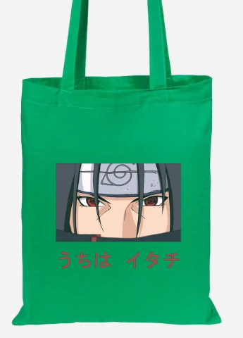 Эко сумка шопер Итачи Учиха (Itachi Uchiha) (92102-3046-KG) зеленая MobiPrint Lite (256921052)