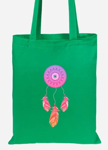 Еко-сумка шоппер Ловець Снов (Dreamcatcher) (92102-2855-KG) зелена MobiPrint Lite (256921147)